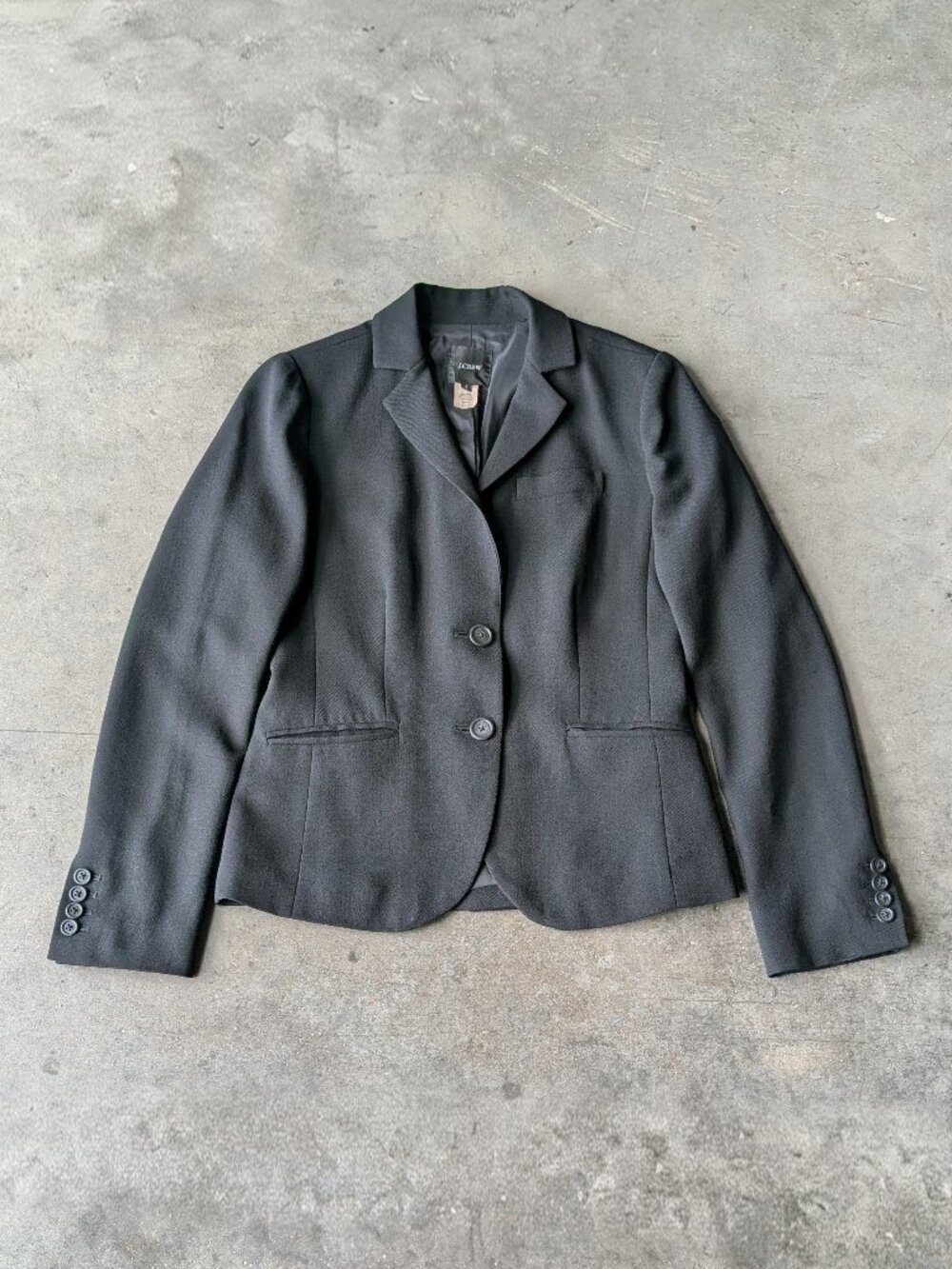 Vintage J. Crew Black Wool Two Button Notch Lapel Blazer Jacket size 4